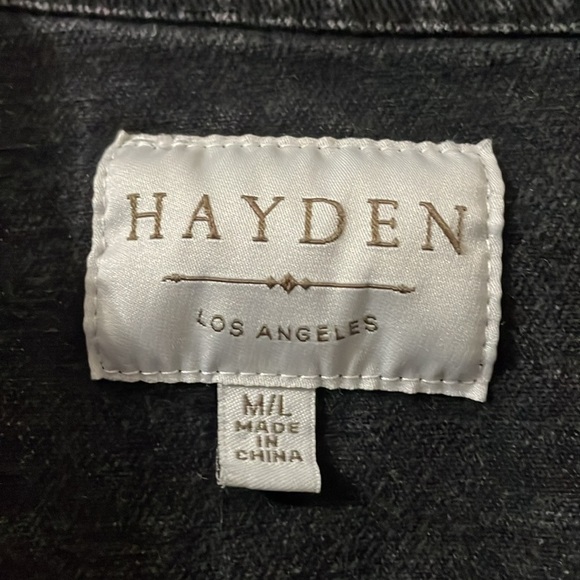 Hayden Black Jean Jacket with Plaid Detail Size M/L - Picture 3 of 6